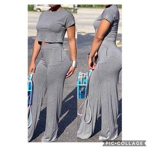 Wide legged pants set. (Gray)